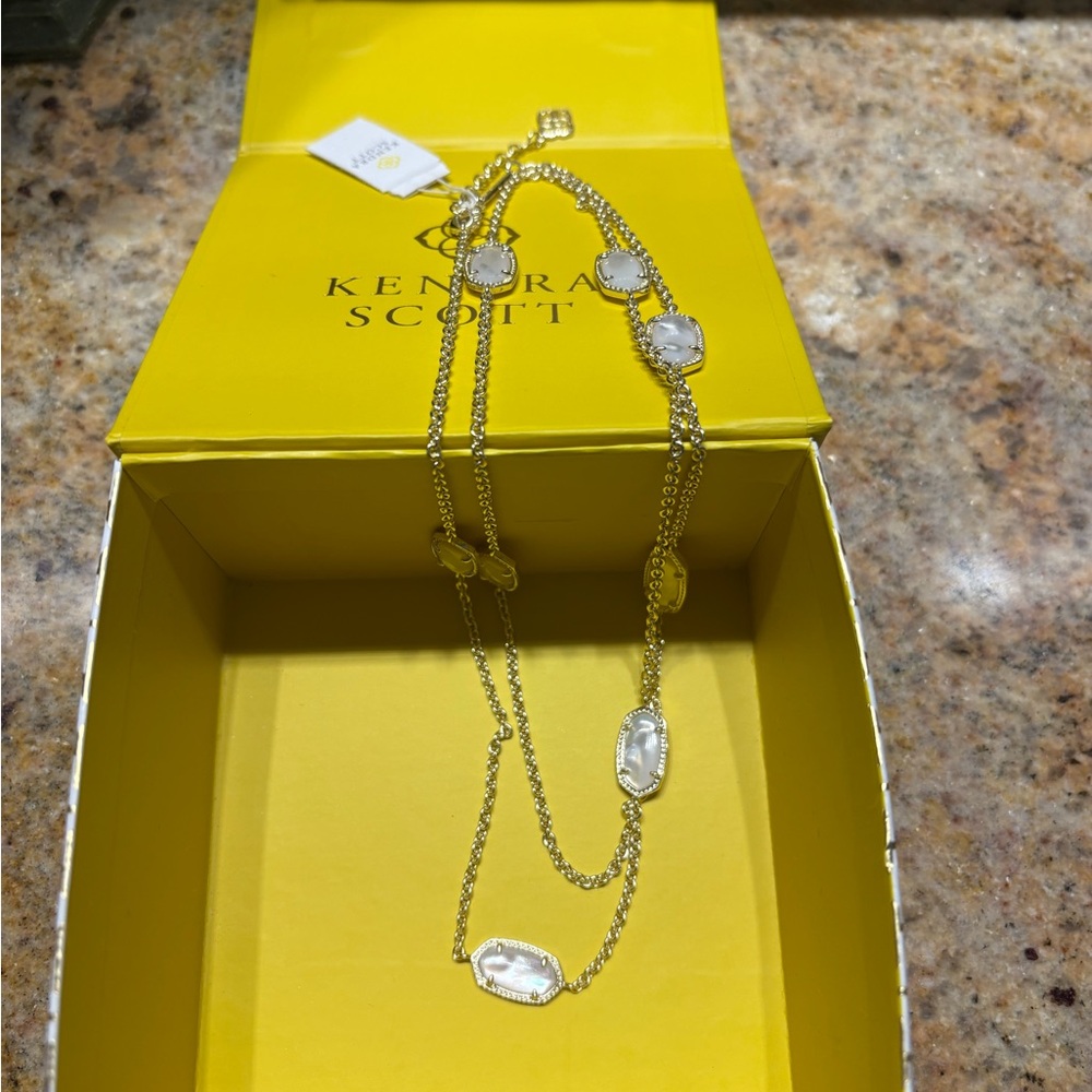 Kendra Scott Gold Necklace with White Accents